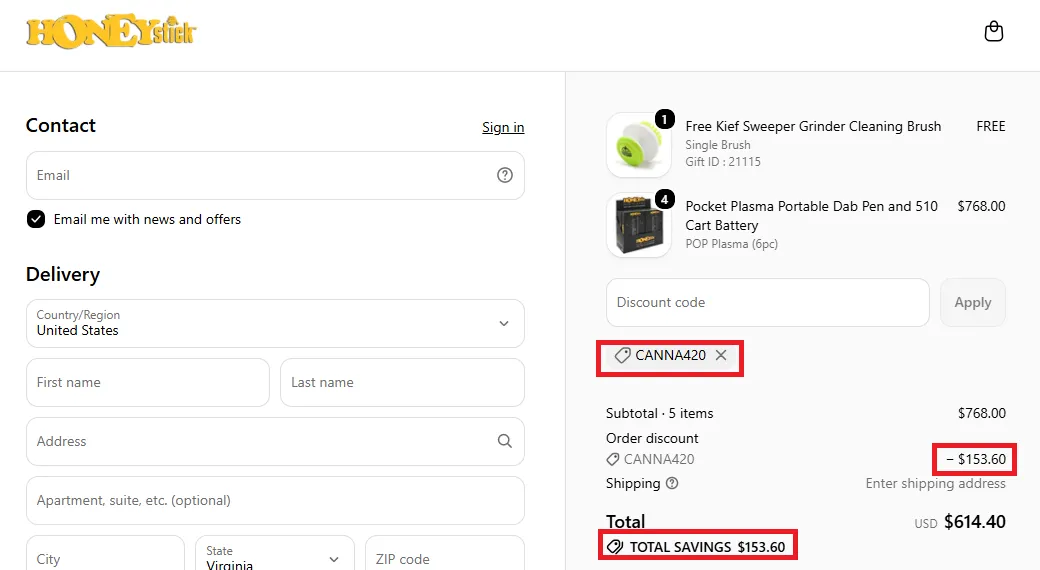 Vapehoneystick latest coupon